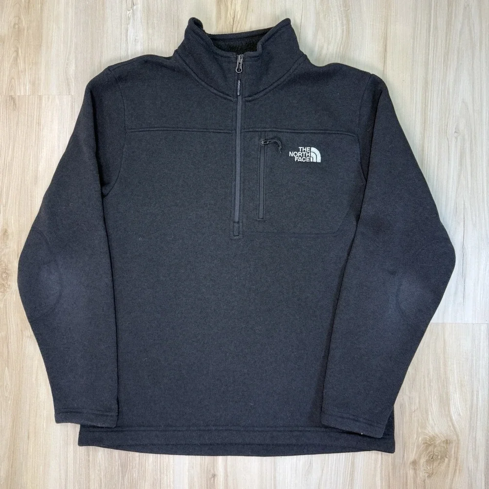 The North Face Gordon Lyons Fleece Pullover Mens Large Black 1/4 Zip Sweater